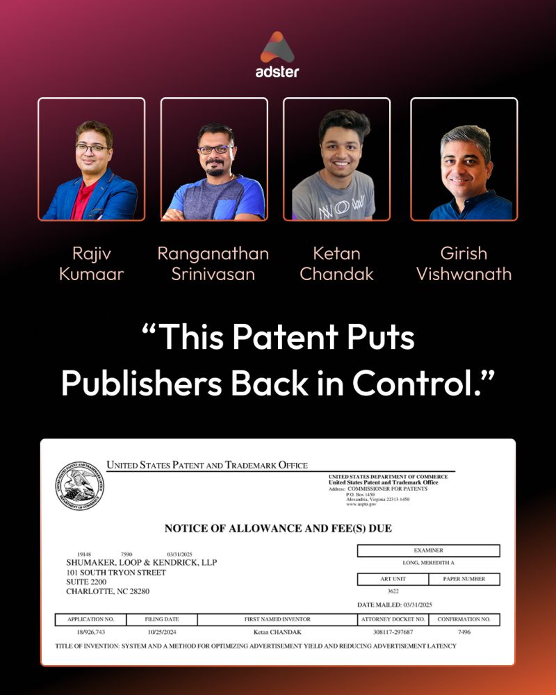 Adster Awarded US Patent for Latency-Reducing Ad Tech Innovation